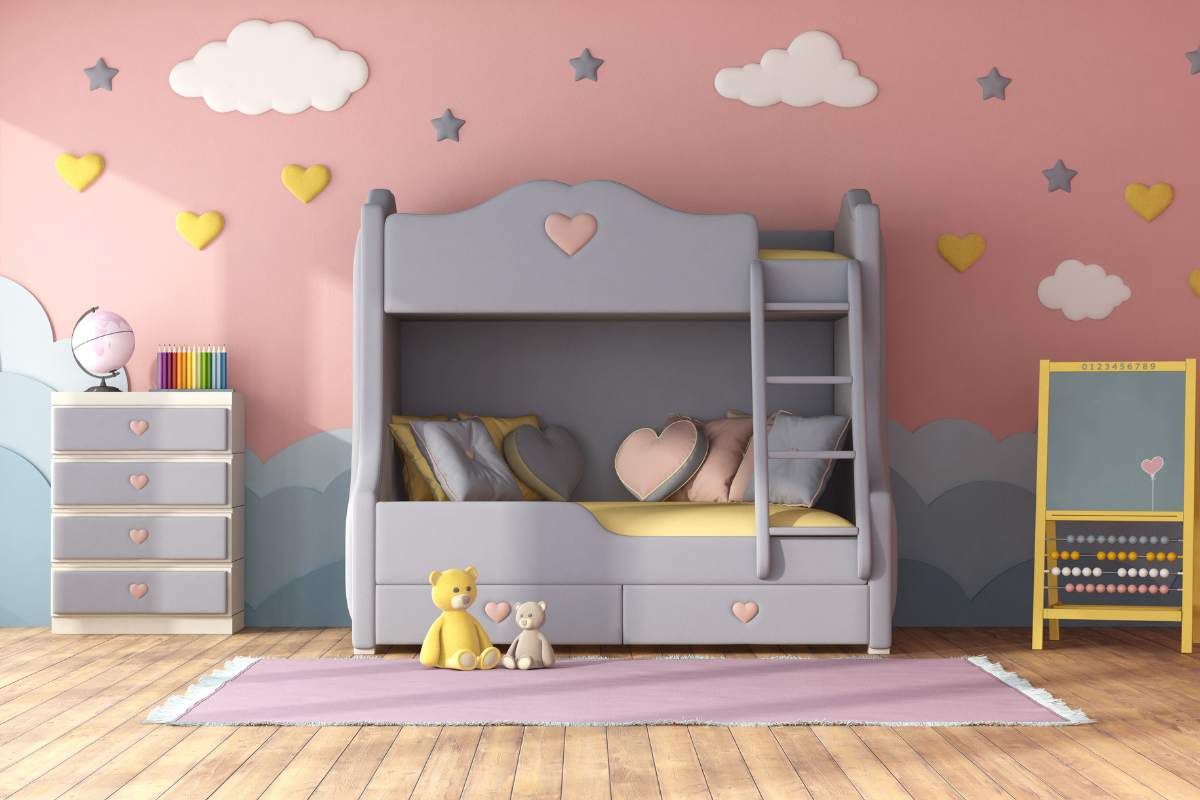 cameretta bambini con letto a castello